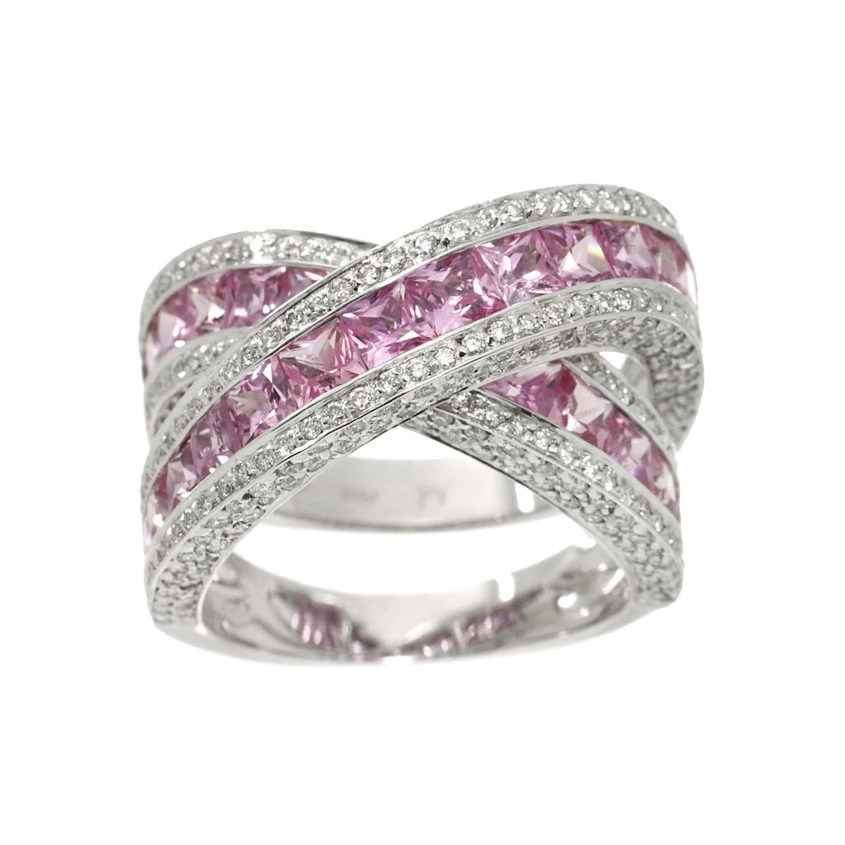 Sapphire 5.95ct Diamond 2.20ct Ring 18K WG Size7.25-7.5US