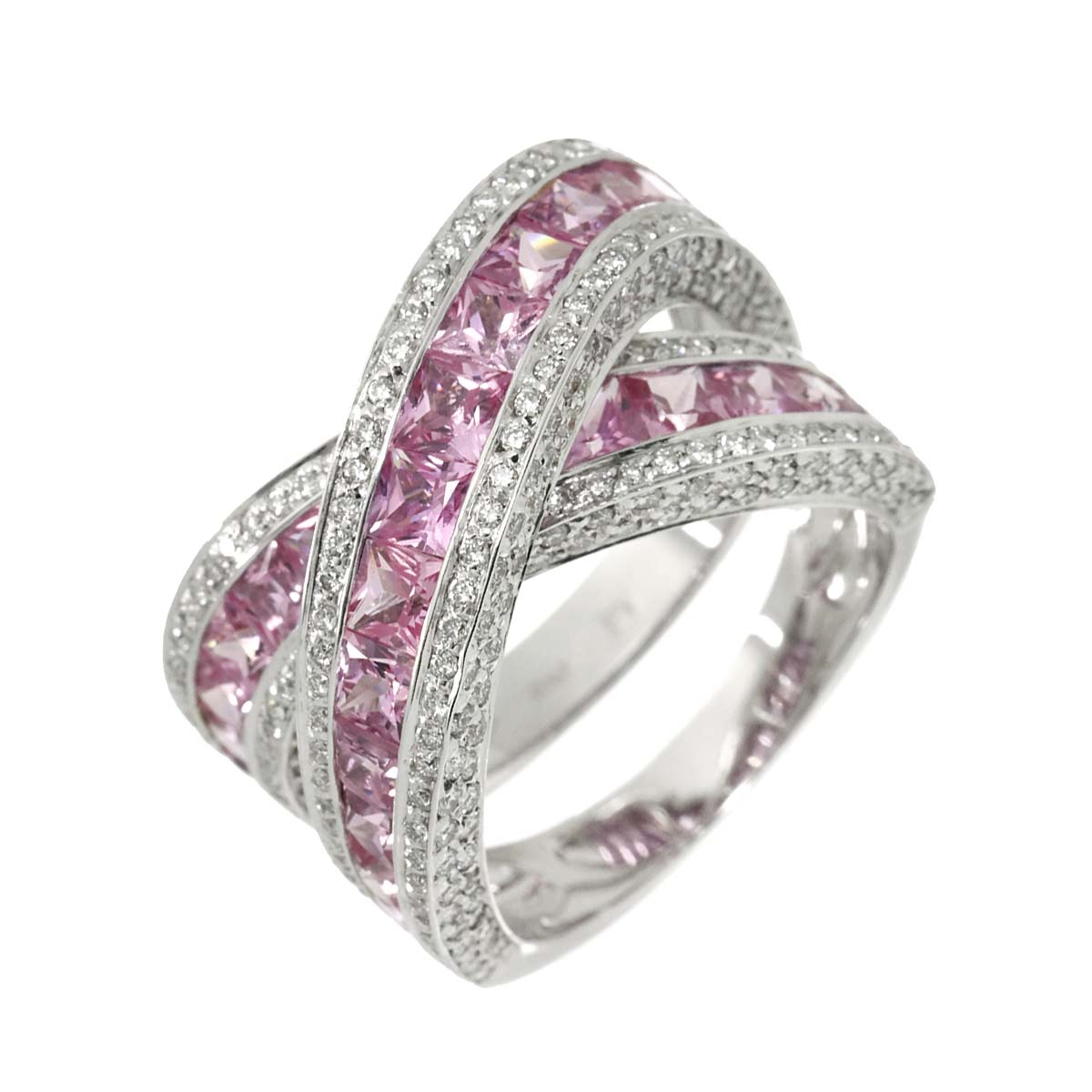 Sapphire 5.95ct Diamond 2.20ct Ring 18K WG Size7.25-7.5US