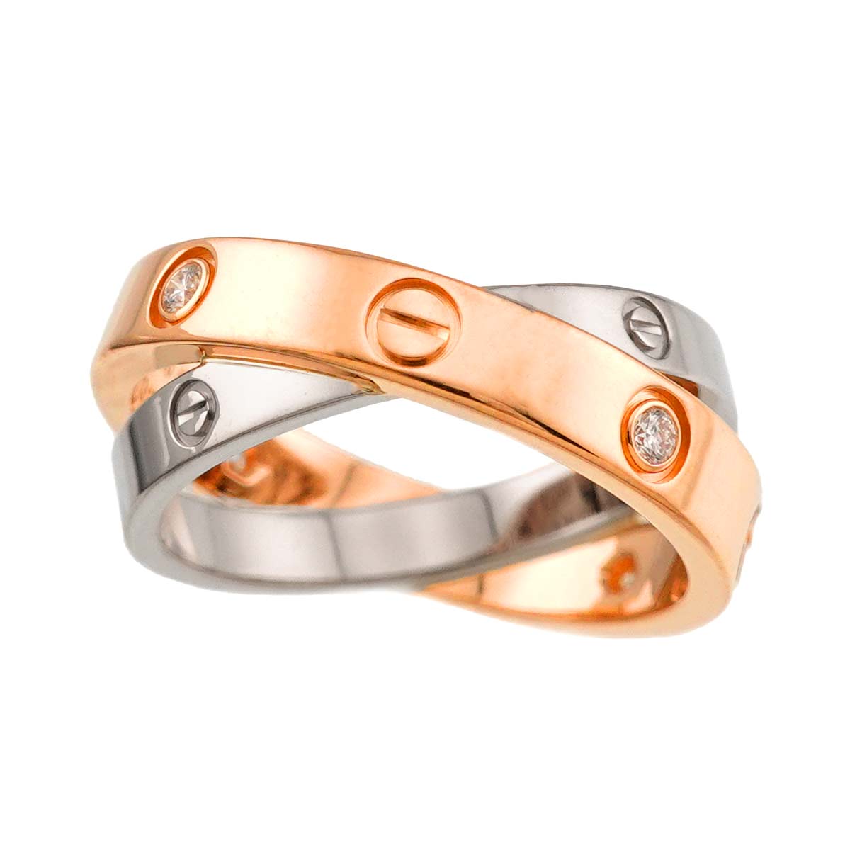 Be LOVE Diamond 6P Ring 18K WG PG 750 Size48 4.5-4.75(US)