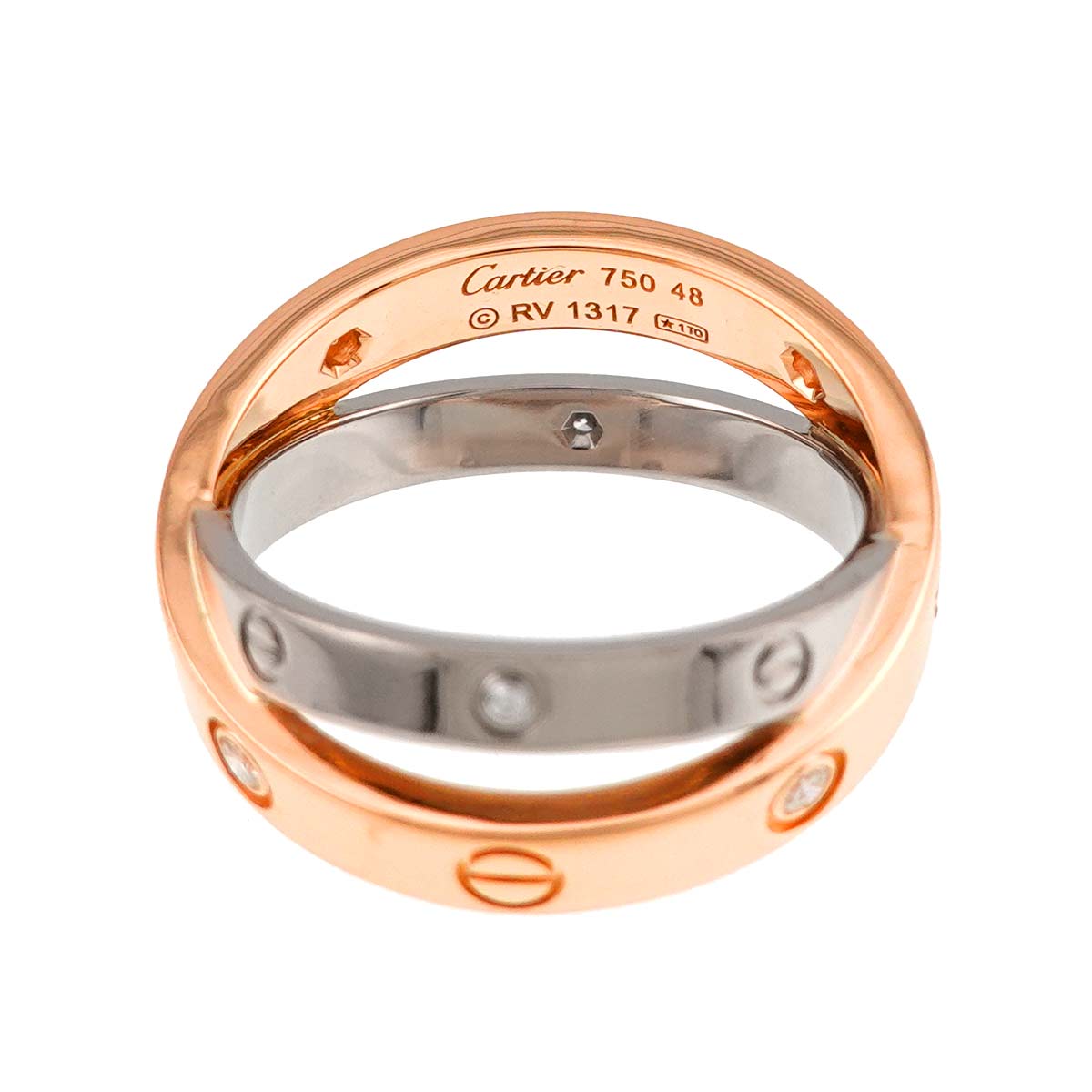 Be LOVE Diamond 6P Ring 18K WG PG 750 Size48 4.5-4.75(US)