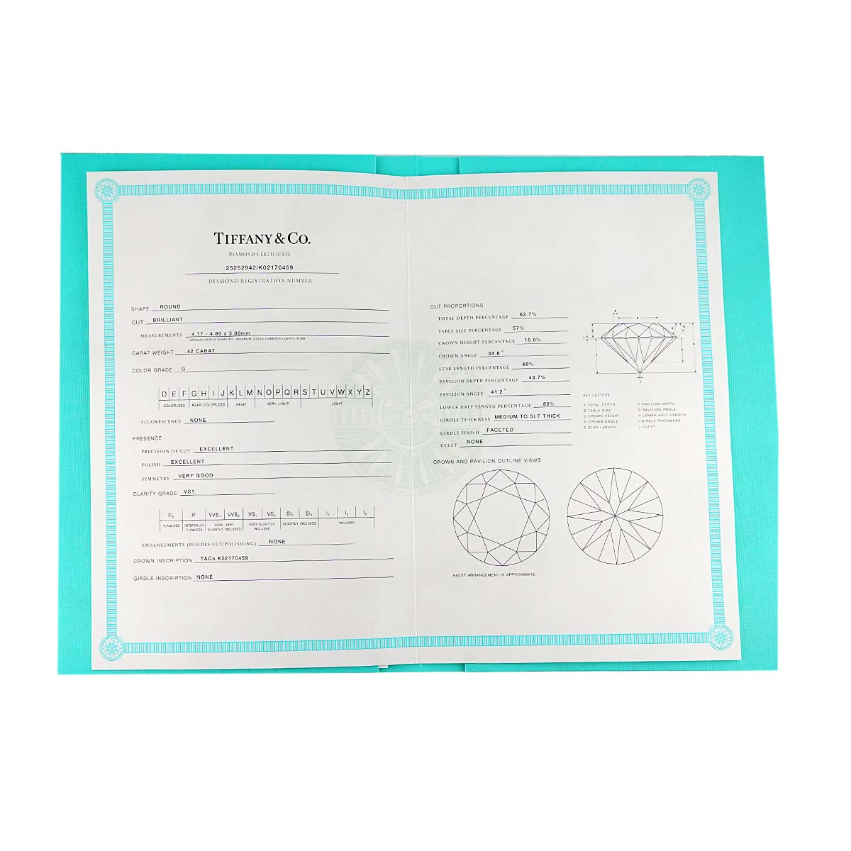 Diamond 0.42ct G/VS1/EX Ring Pt size4.5(US)