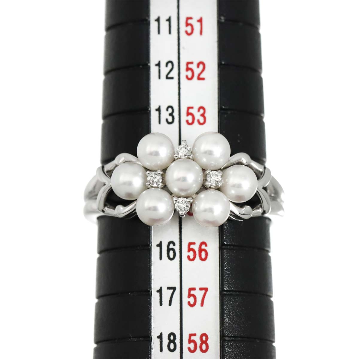 Baby Pearl 3.7mm Diamond Ring 18K WG 750 size7.25(US)