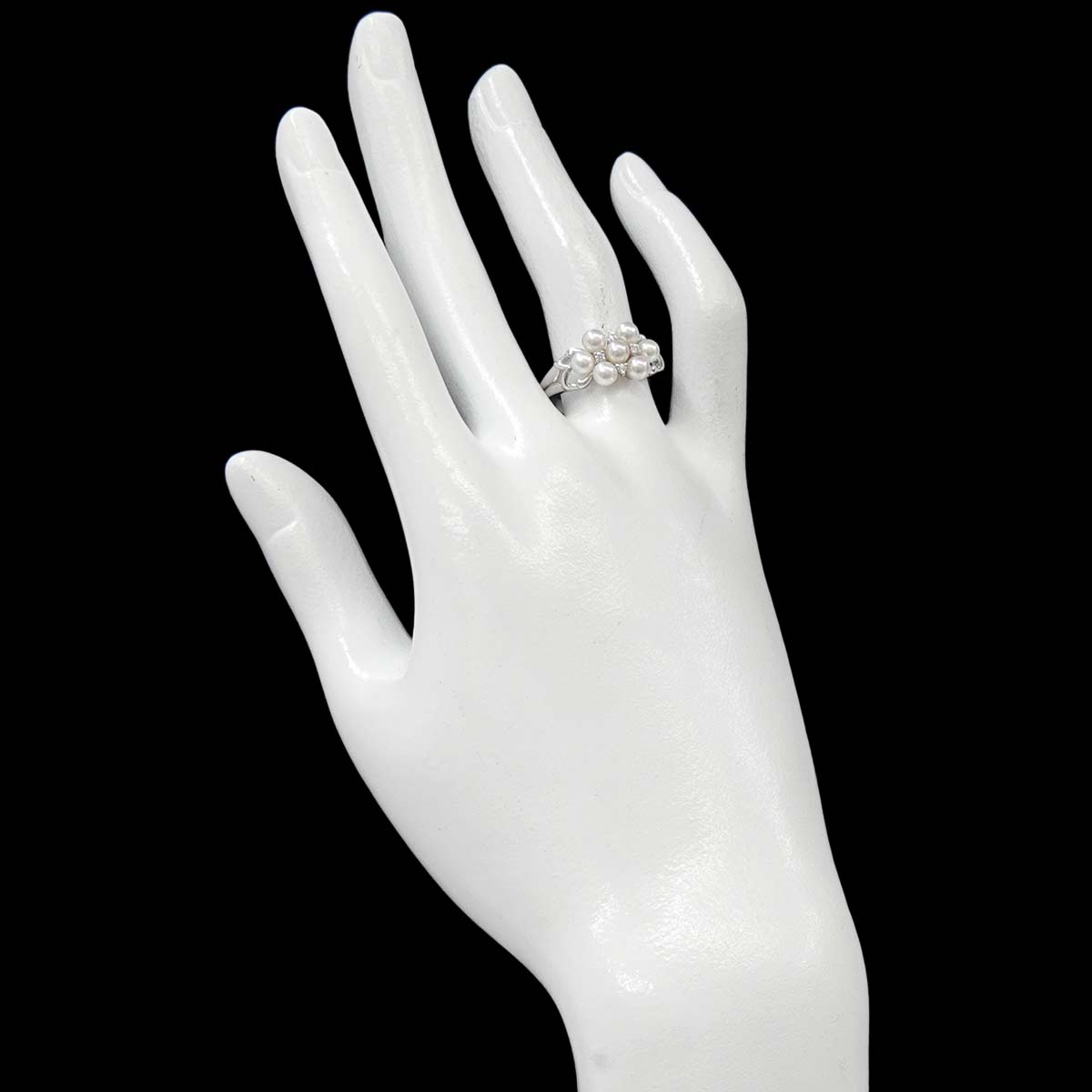 Baby Pearl 3.7mm Diamond Ring 18K WG 750 size7.25(US)