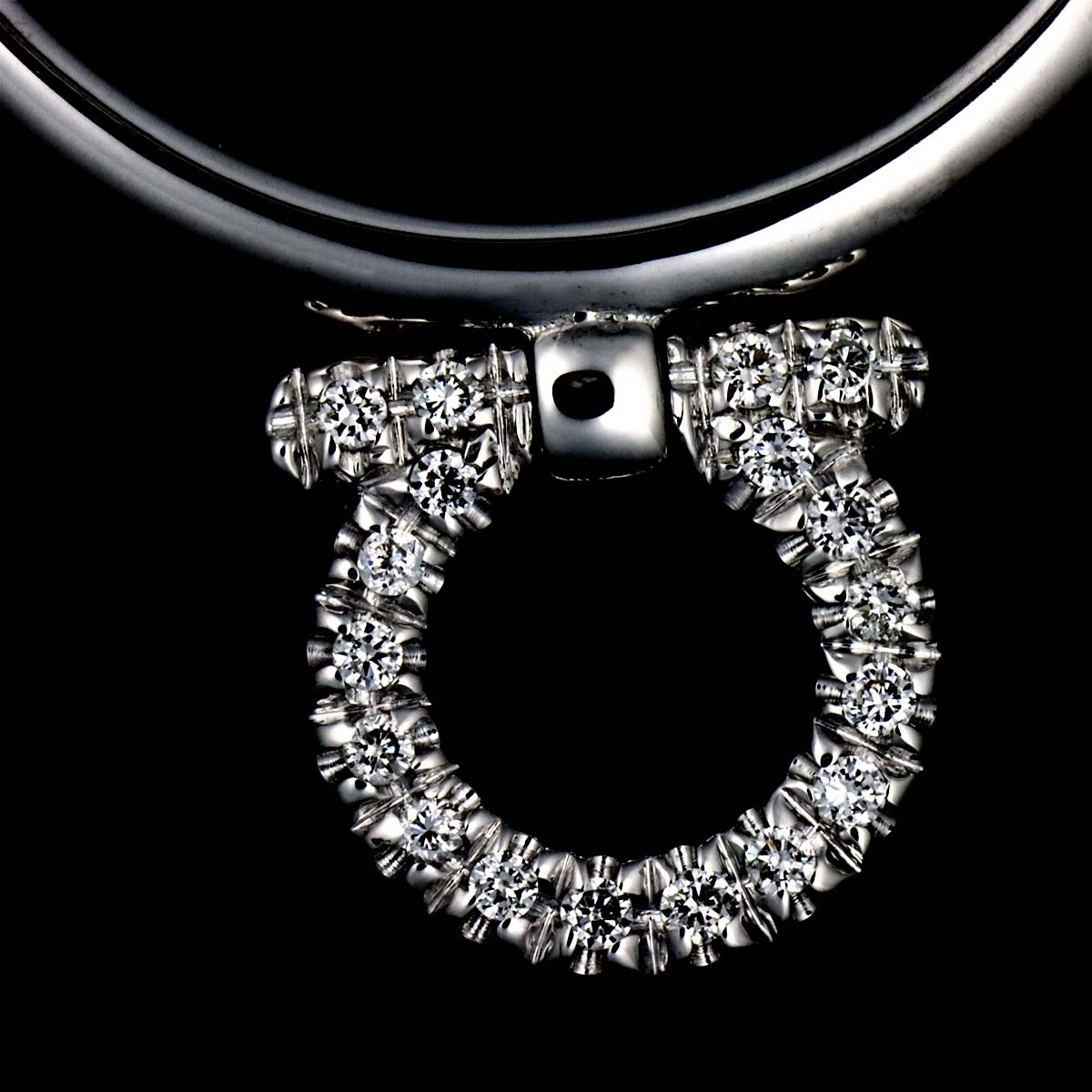 Gancini Diamond Ring 18K WG 750 size7.5-7.75(US)