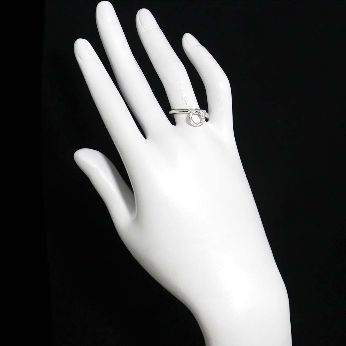 Gancini Diamond Ring 18K WG 750 size7.5-7.75(US)