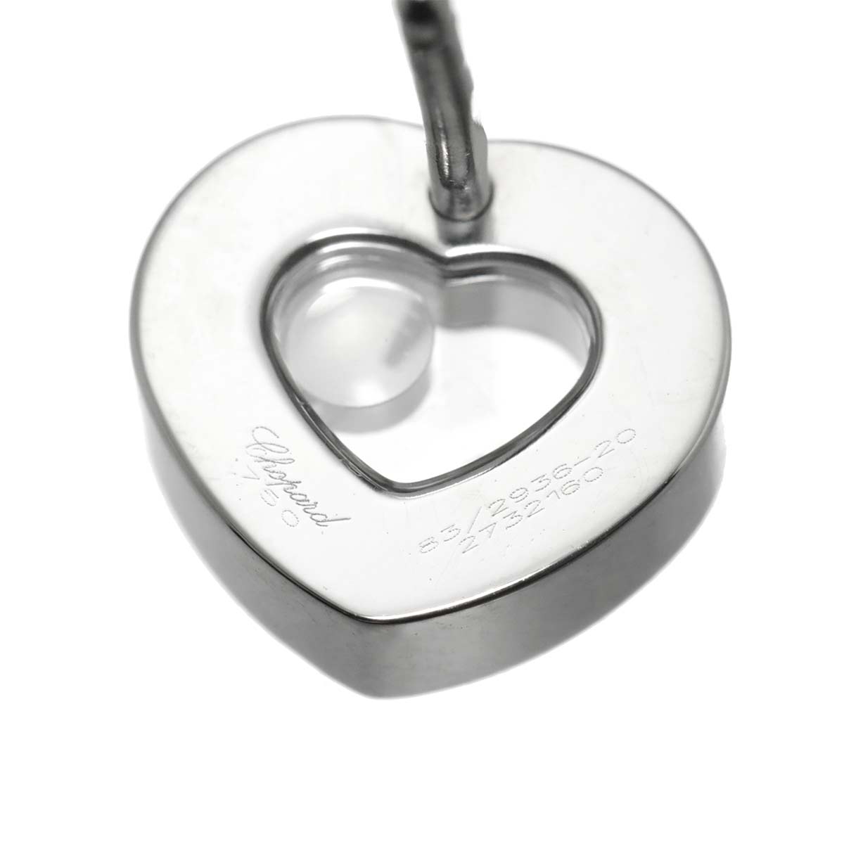 Happy Diamond Heart Earrings Pierced 18K WG 750 One Piece only