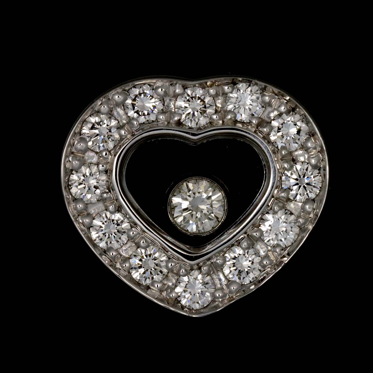 Happy Diamond Heart Earrings Pierced 18K WG 750 One Piece only