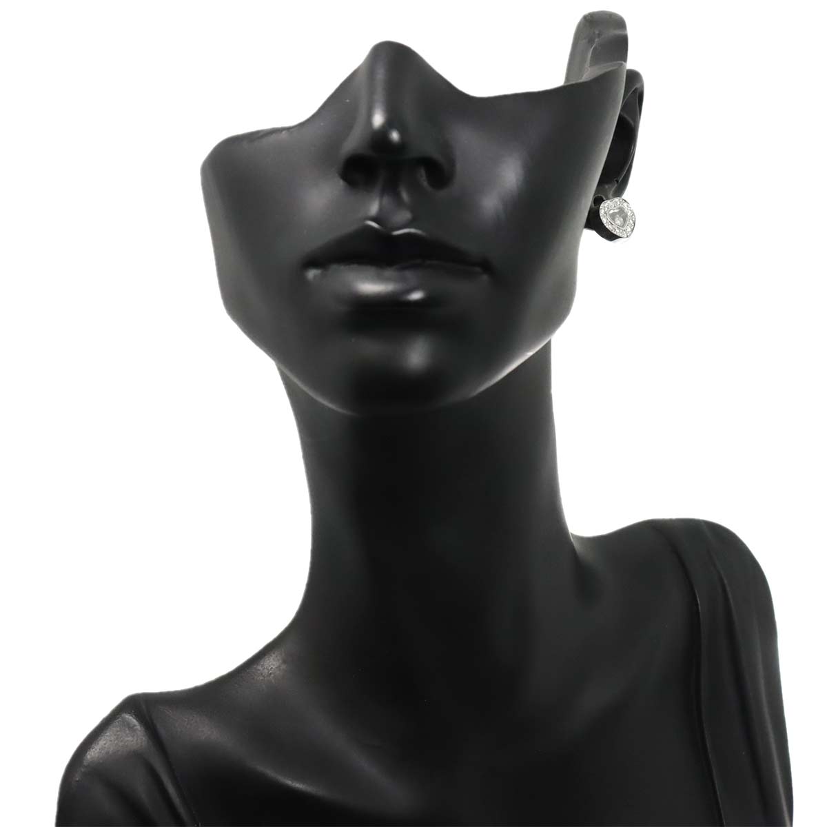 Happy Diamond Heart Earrings Pierced 18K WG 750 One Piece only