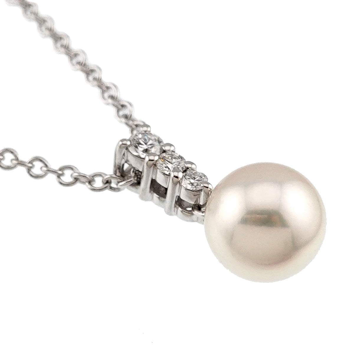 Akoya Pearl 8.0mm Diamond Necklace 18K WG 750