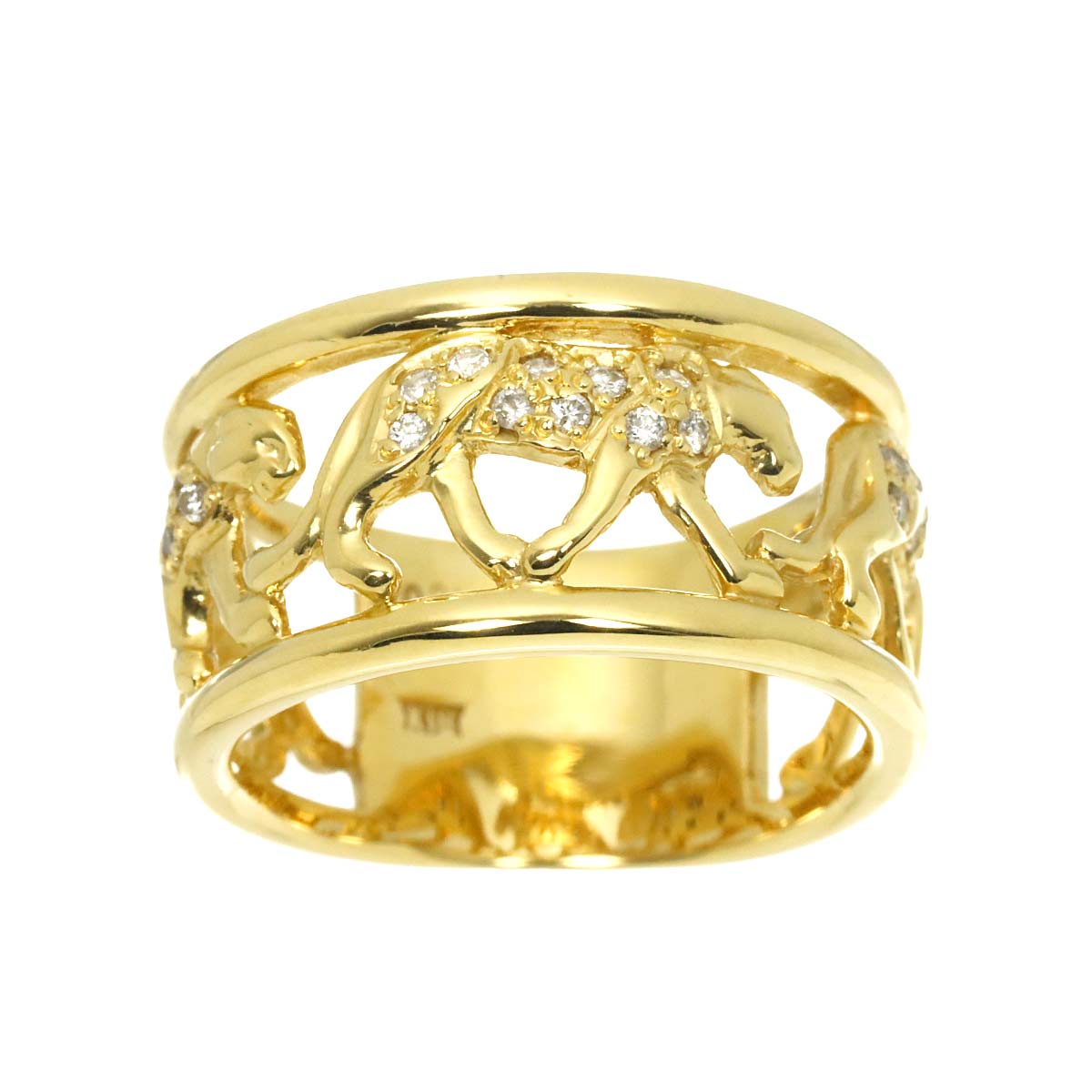 Diamond 0.21ct Ring 18K YG Yellow Gold 750 Size6.5-6.75(US)