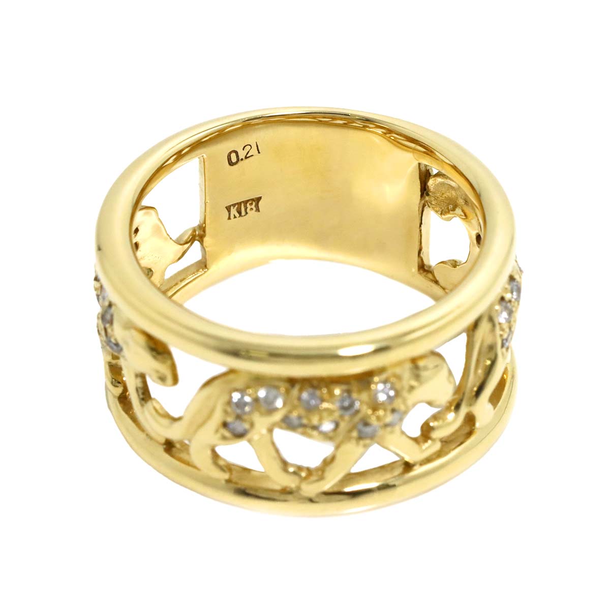 Diamond 0.21ct Ring 18K YG Yellow Gold 750 Size6.5-6.75(US)