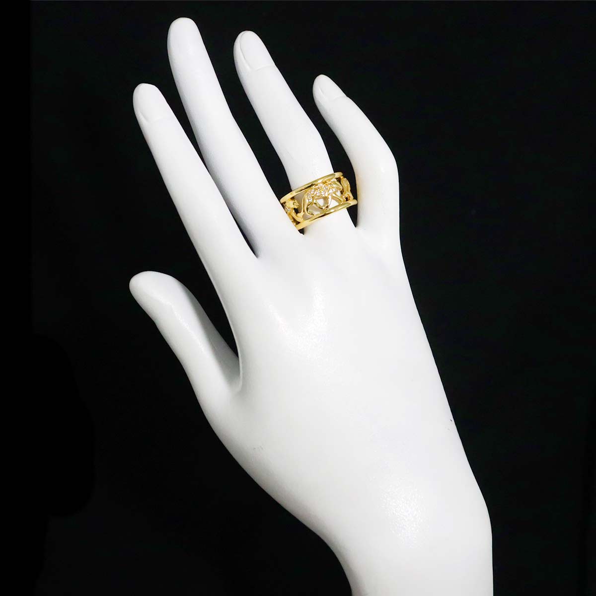 Diamond 0.21ct Ring 18K YG Yellow Gold 750 Size6.5-6.75(US)