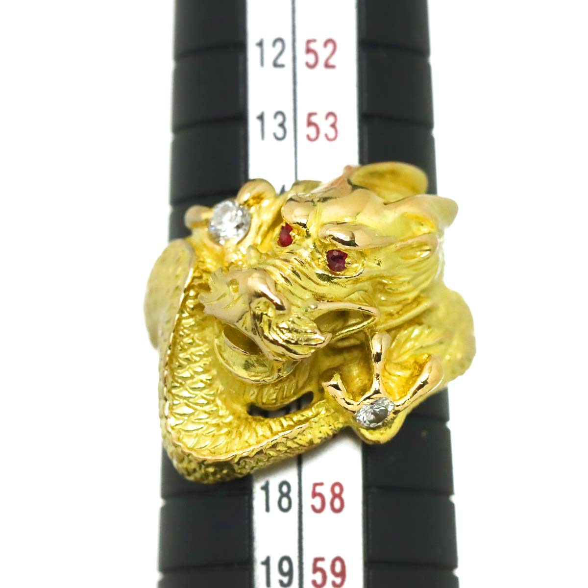 Diamond Ruby Ring 18K YG Yellow Gold 750 Size7.25-7.5(US)