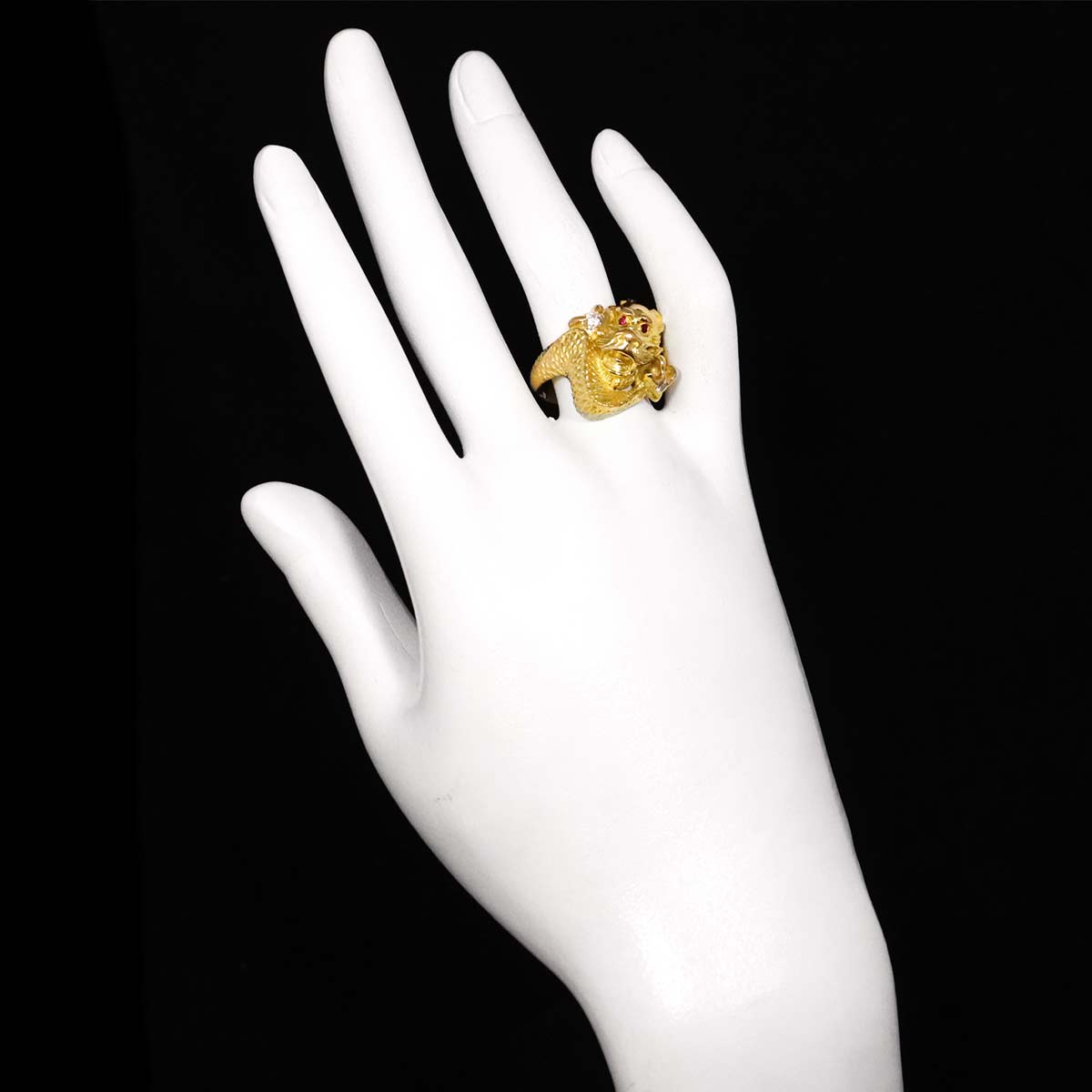 Diamond Ruby Ring 18K YG Yellow Gold 750 Size7.25-7.5(US)