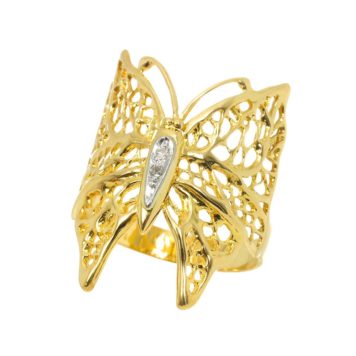 Diamond Ring 18K YG Pt Yellow Gold 750 Platinum Size6.25-6.5(US)