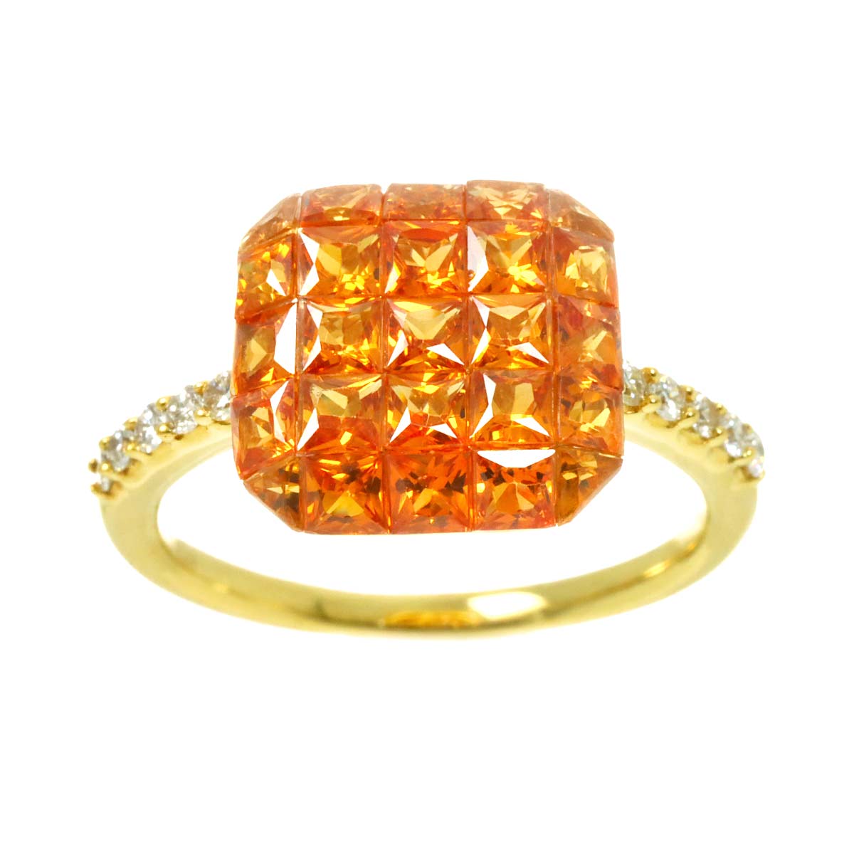 Garnet 1.92ct Diamond 0.14ct Ring 18K YG 750 Size6-6.25(US)