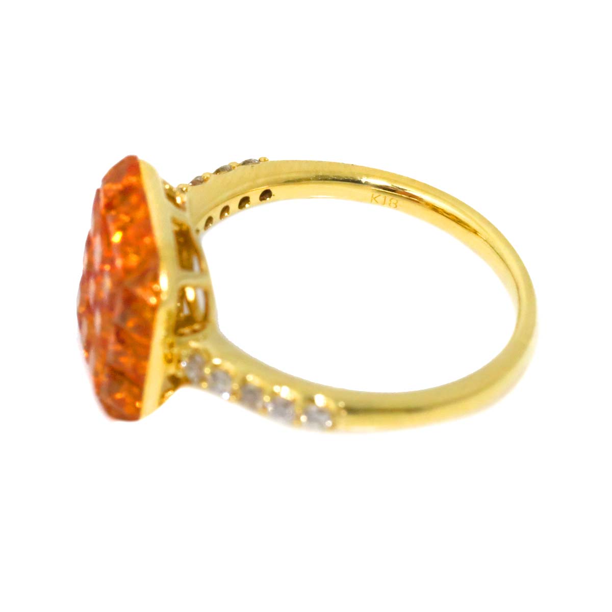 Garnet 1.92ct Diamond 0.14ct Ring 18K YG 750 Size6-6.25(US)