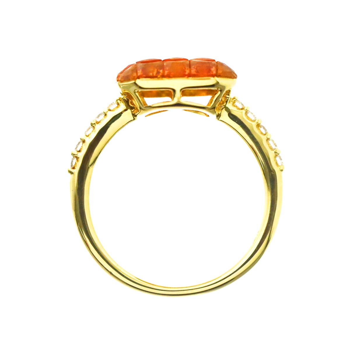 Garnet 1.92ct Diamond 0.14ct Ring 18K YG 750 Size6-6.25(US)