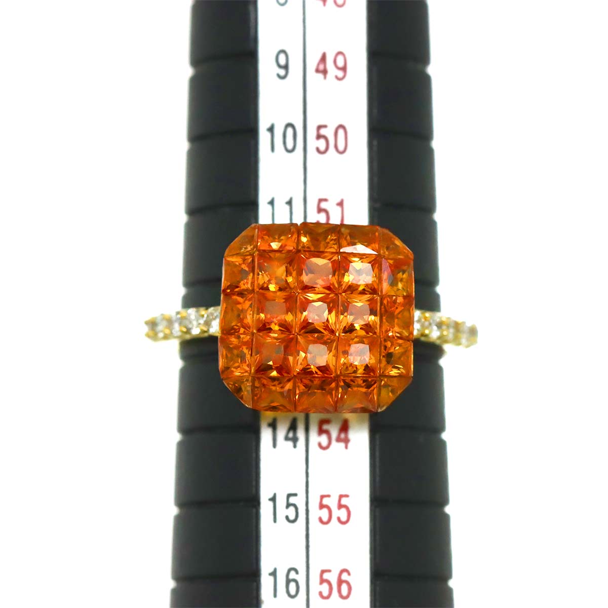 Garnet 1.92ct Diamond 0.14ct Ring 18K YG 750 Size6-6.25(US)