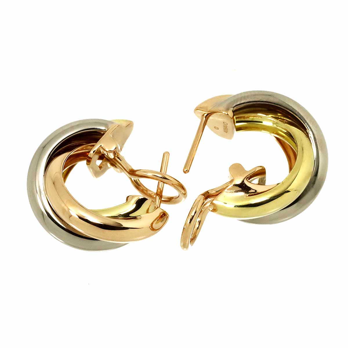 Trinity Earrings Pierced 18K YG WG PG 750