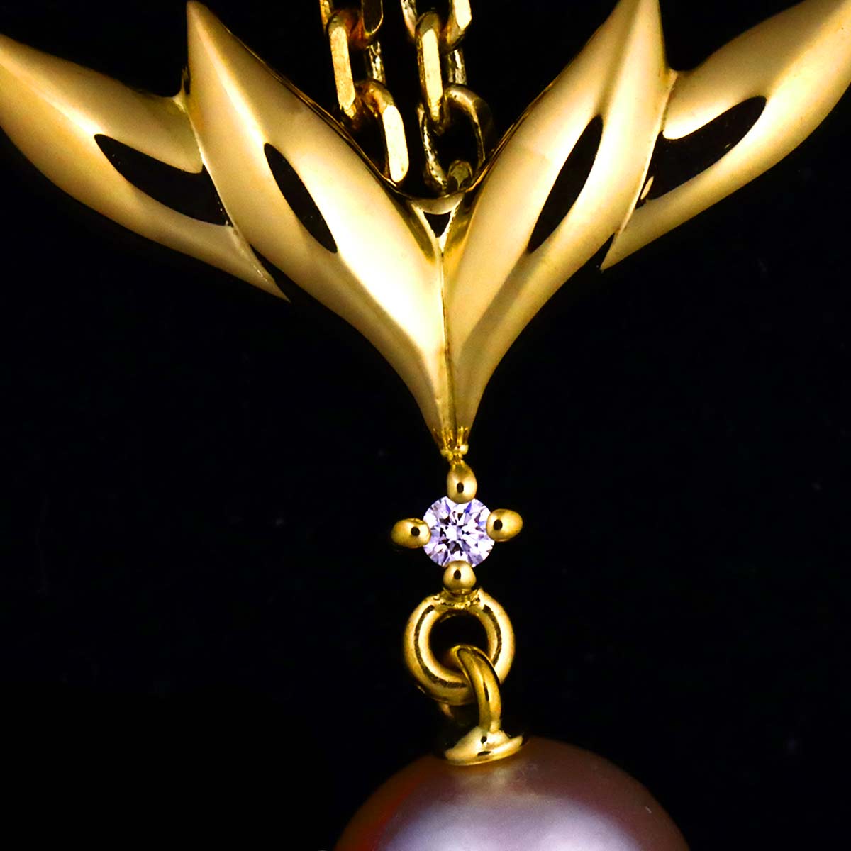 Akoya Pearl 7.7mm Diamond Necklace 18K YG 750