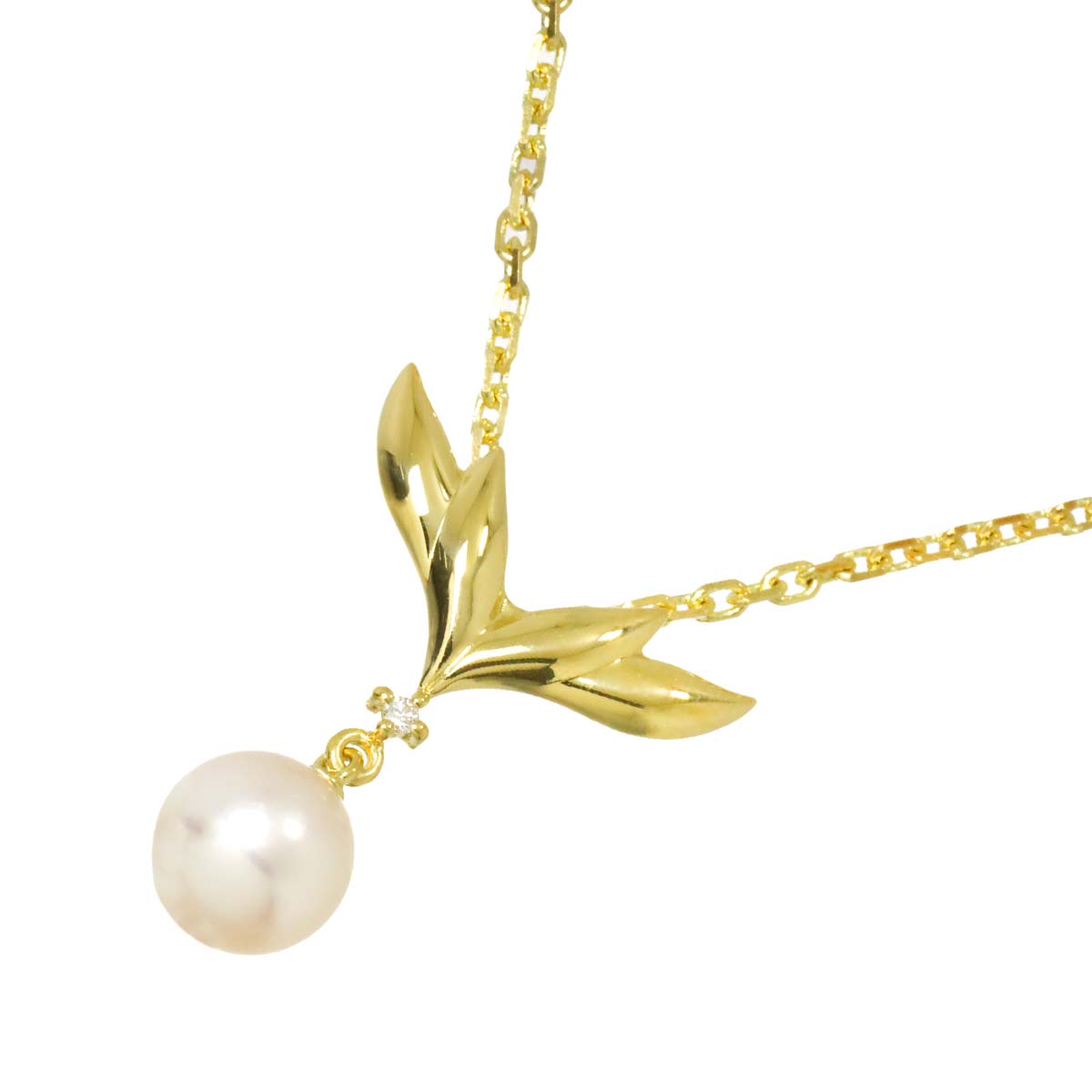 Akoya Pearl 7.7mm Diamond Necklace 18K YG 750