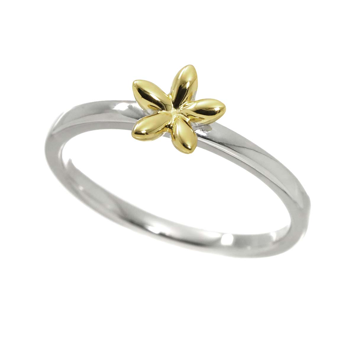 Flower Motif Ring 18K White Gold 750 Size5.75-6(US)