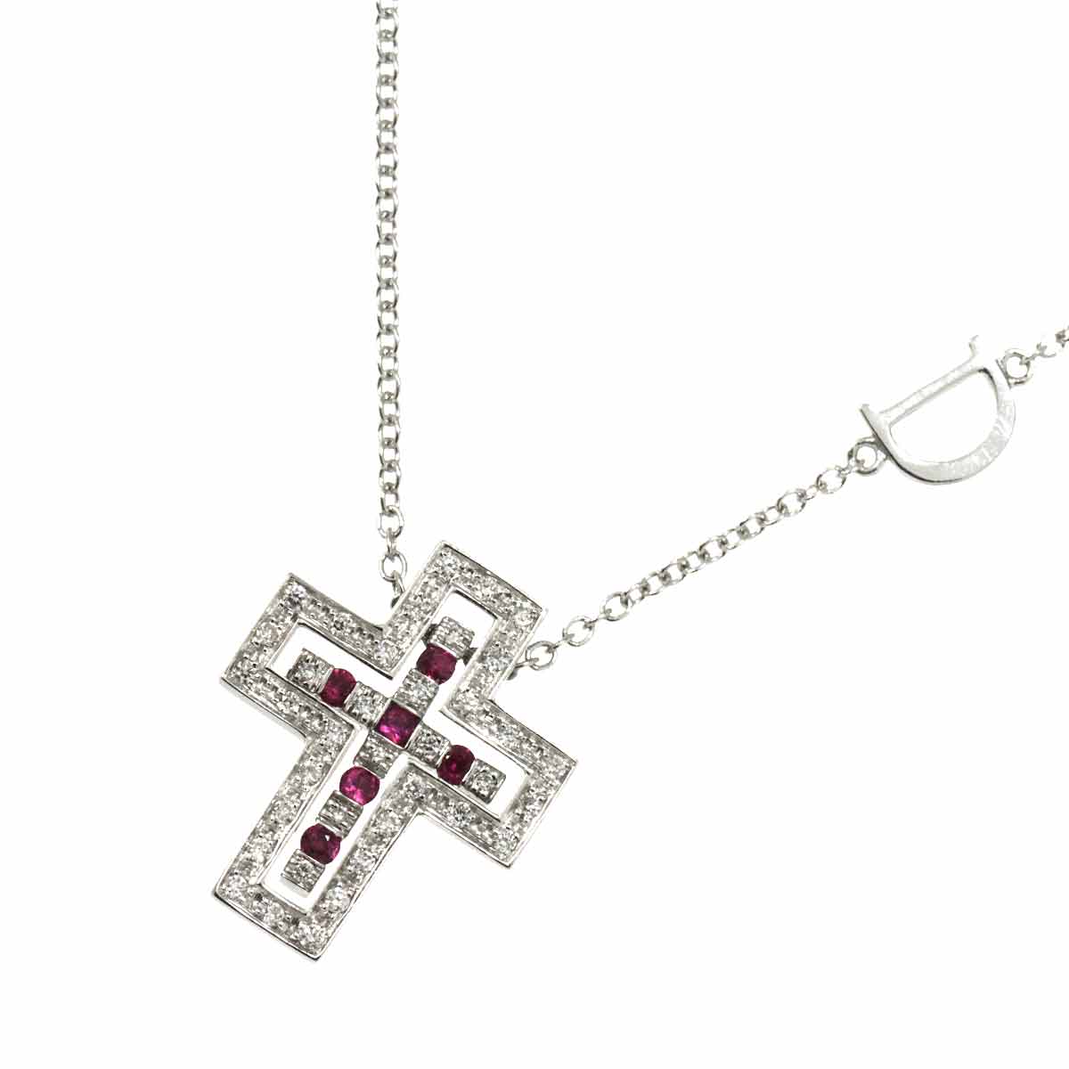 Belle Epoque Diamond Ruby Cross Necklace XXS 18K WG 750