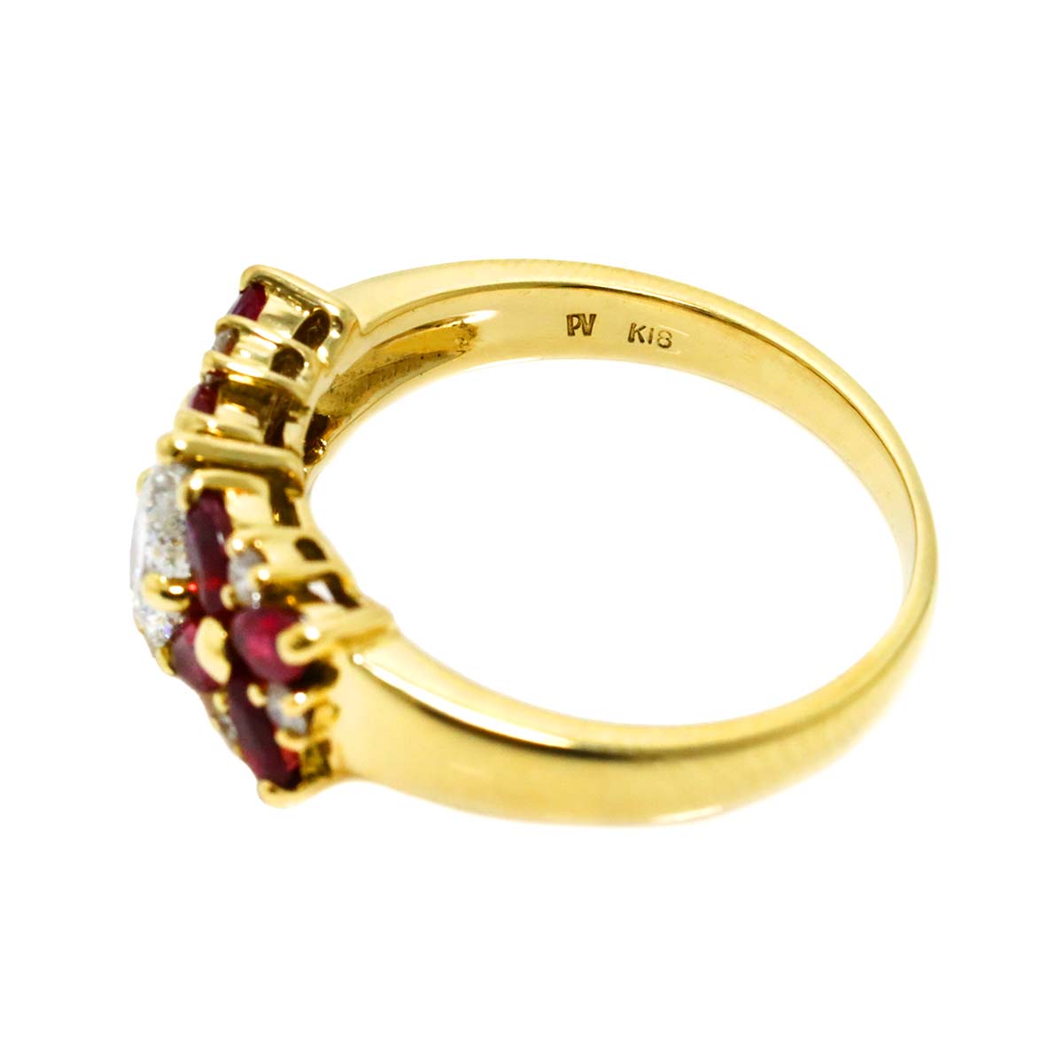 Ruby 1.07ct Diamond 0.70ct Ring 18K YG Size7.5(US)