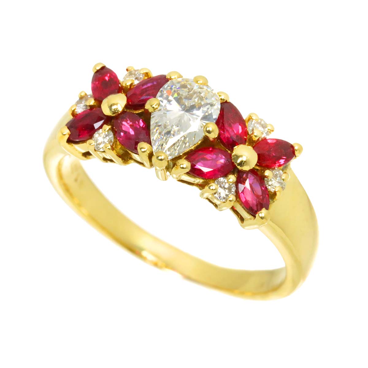 Ruby 1.07ct Diamond 0.70ct Ring 18K YG Size7.5(US)