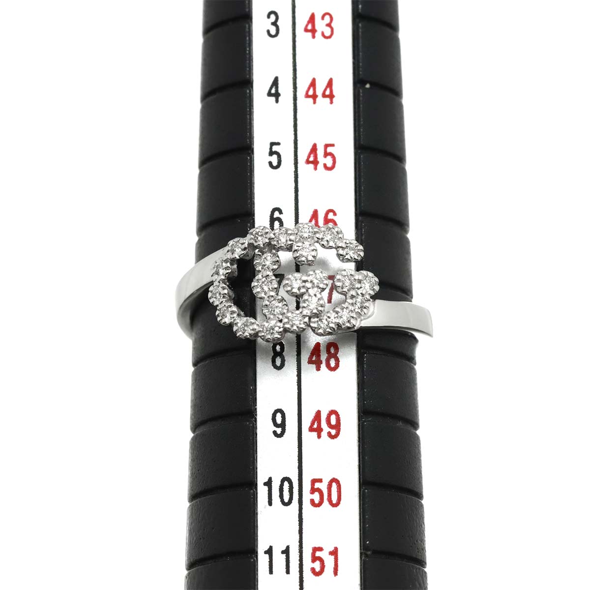 GG Logo Ring Diamond 18K K18 WG 750 size7 4(US)