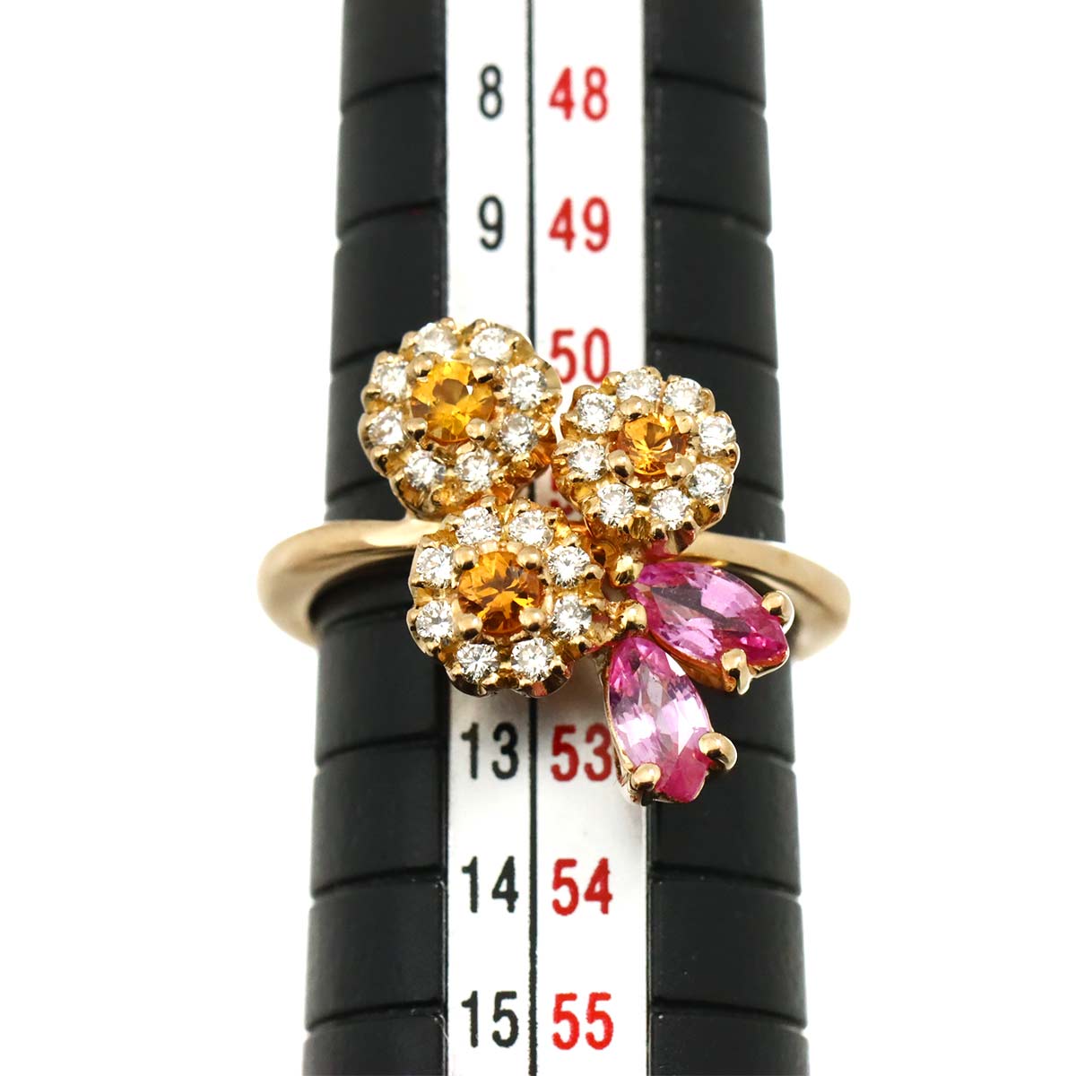 Sapphire Diamond 0.84ct Ring 18K PG 750 Size:5.75-6(US)