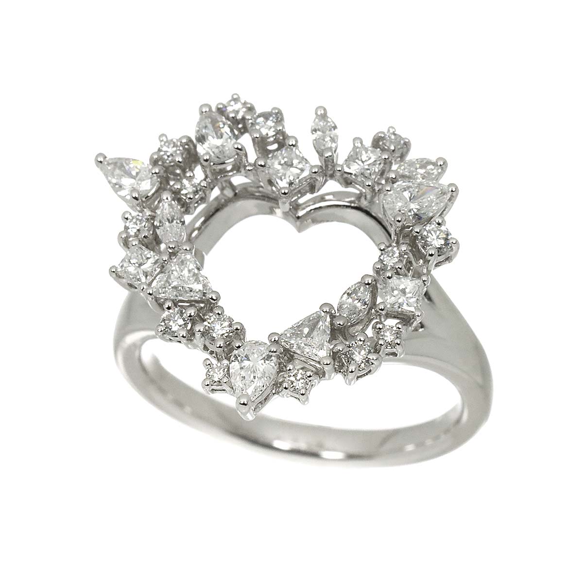 Hearts afire Diamond 0.90ct Ring 18K WG 750 Size6.25-6.5(US)