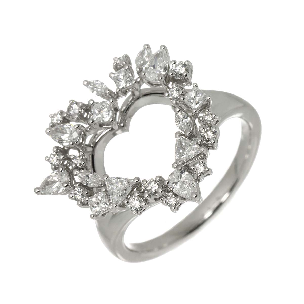 Hearts afire Diamond 0.90ct Ring 18K WG 750 Size6.25-6.5(US)
