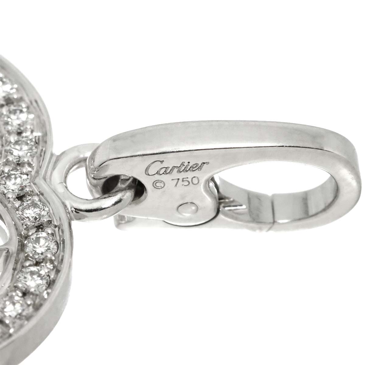 2C Heart Diamond Pendant Top Charm 18K White Gold 750