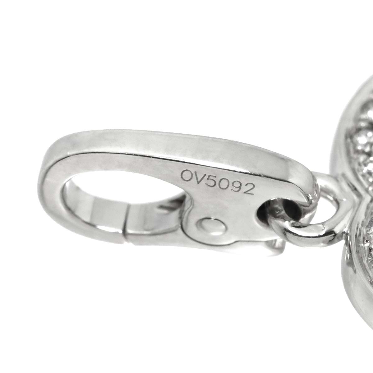 2C Heart Diamond Pendant Top Charm 18K White Gold 750