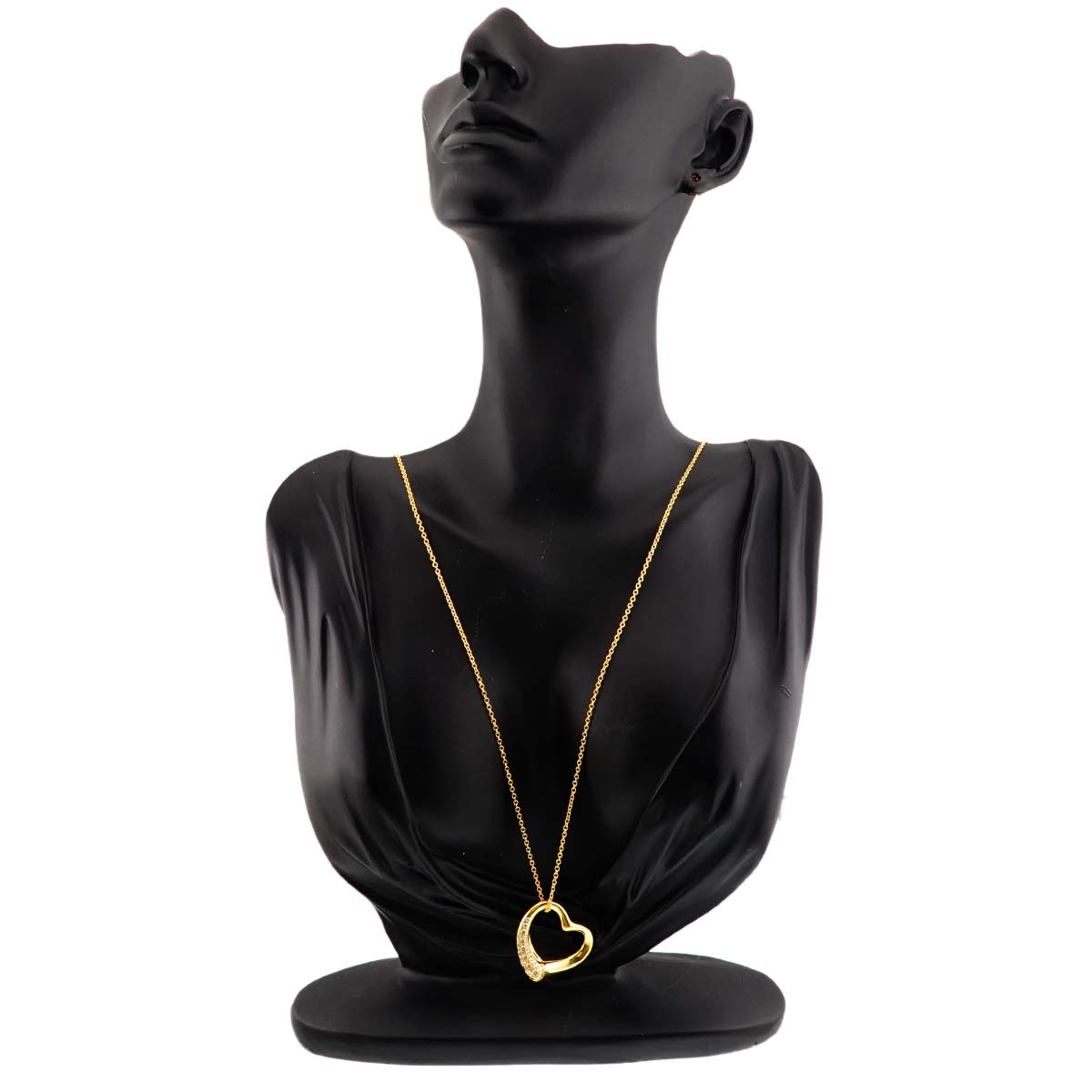 Open Heart Diamond Necklace 18K Yellow Gold 750