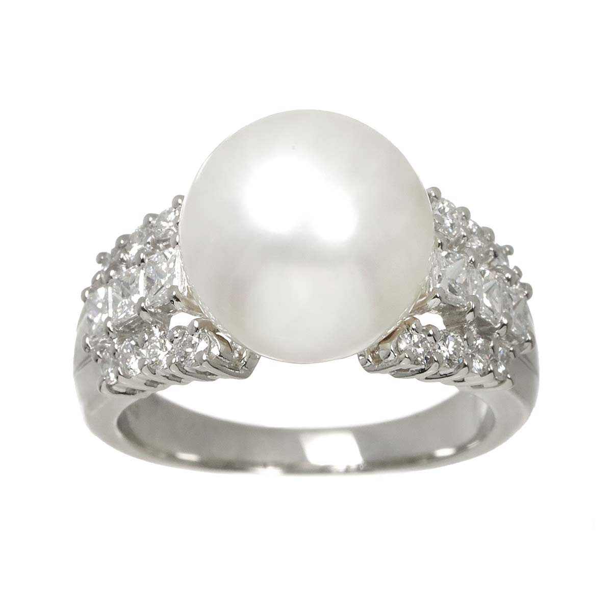 South Sea pearl 11.1mm Diamond 0.72ct Ring Pt size6.25-6.5(US)