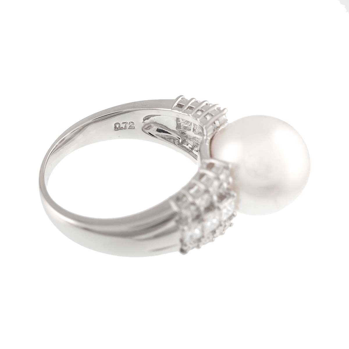 South Sea pearl 11.1mm Diamond 0.72ct Ring Pt size6.25-6.5(US)