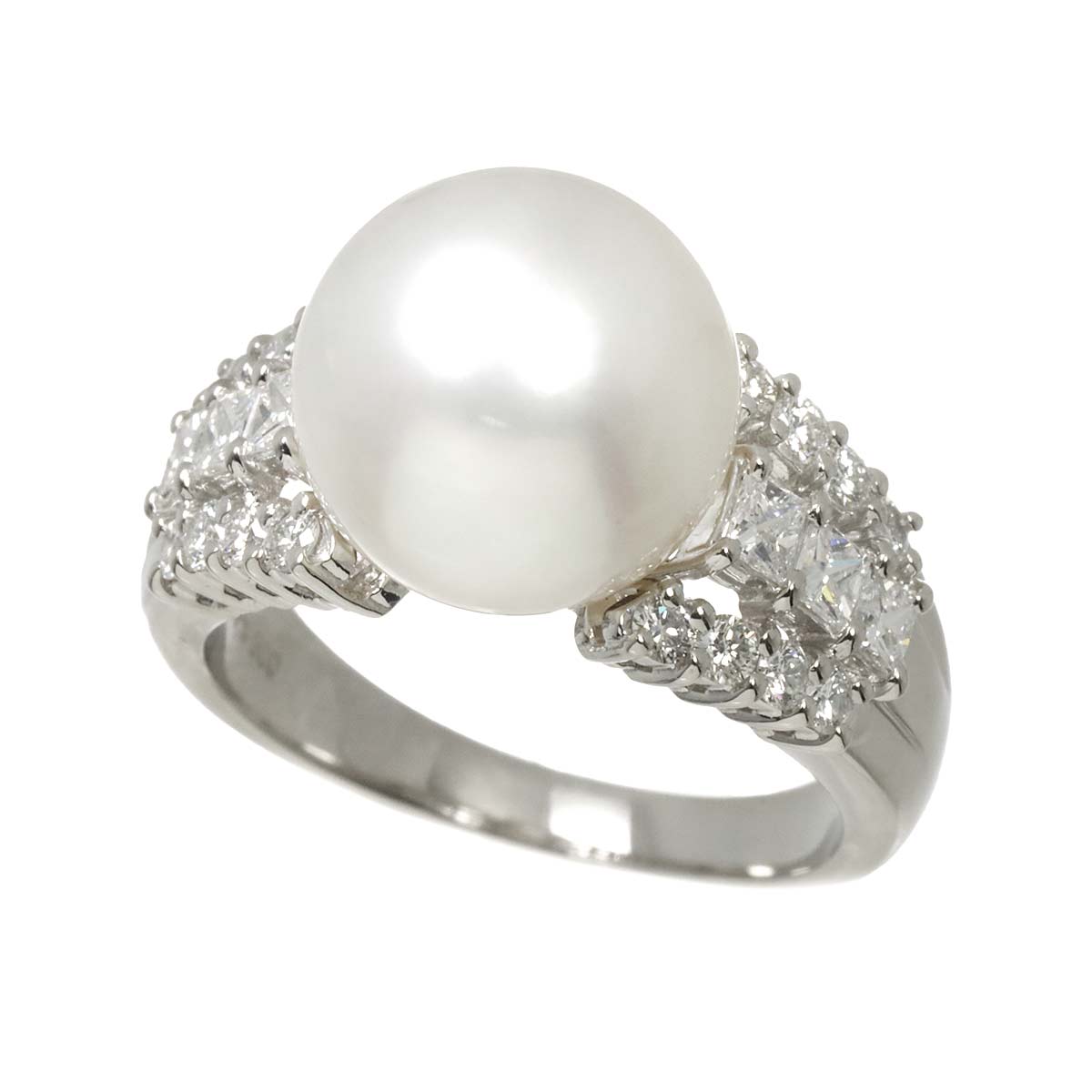 South Sea pearl 11.1mm Diamond 0.72ct Ring Pt size6.25-6.5(US)