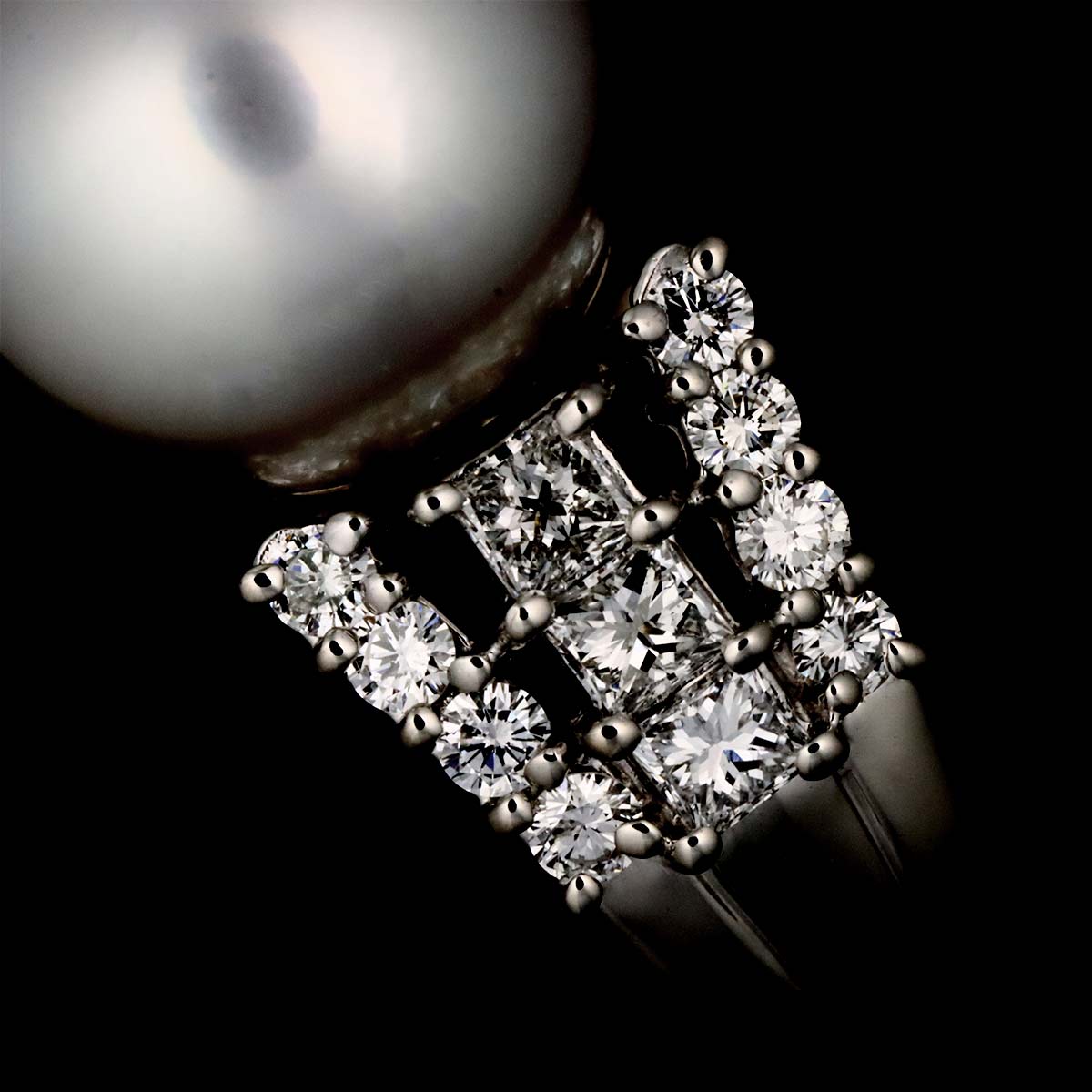 South Sea pearl 11.1mm Diamond 0.72ct Ring Pt size6.25-6.5(US)