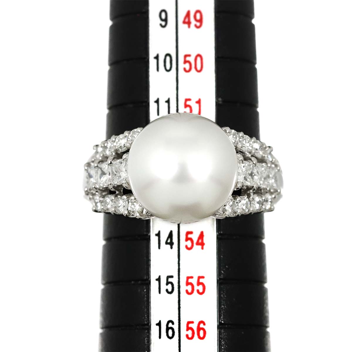 South Sea pearl 11.1mm Diamond 0.72ct Ring Pt size6.25-6.5(US)