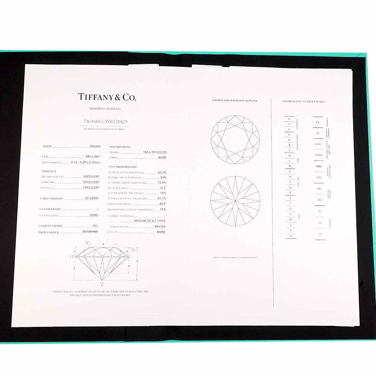 Diamond 0.32ct I/VS1/3EX Necklace Platinum