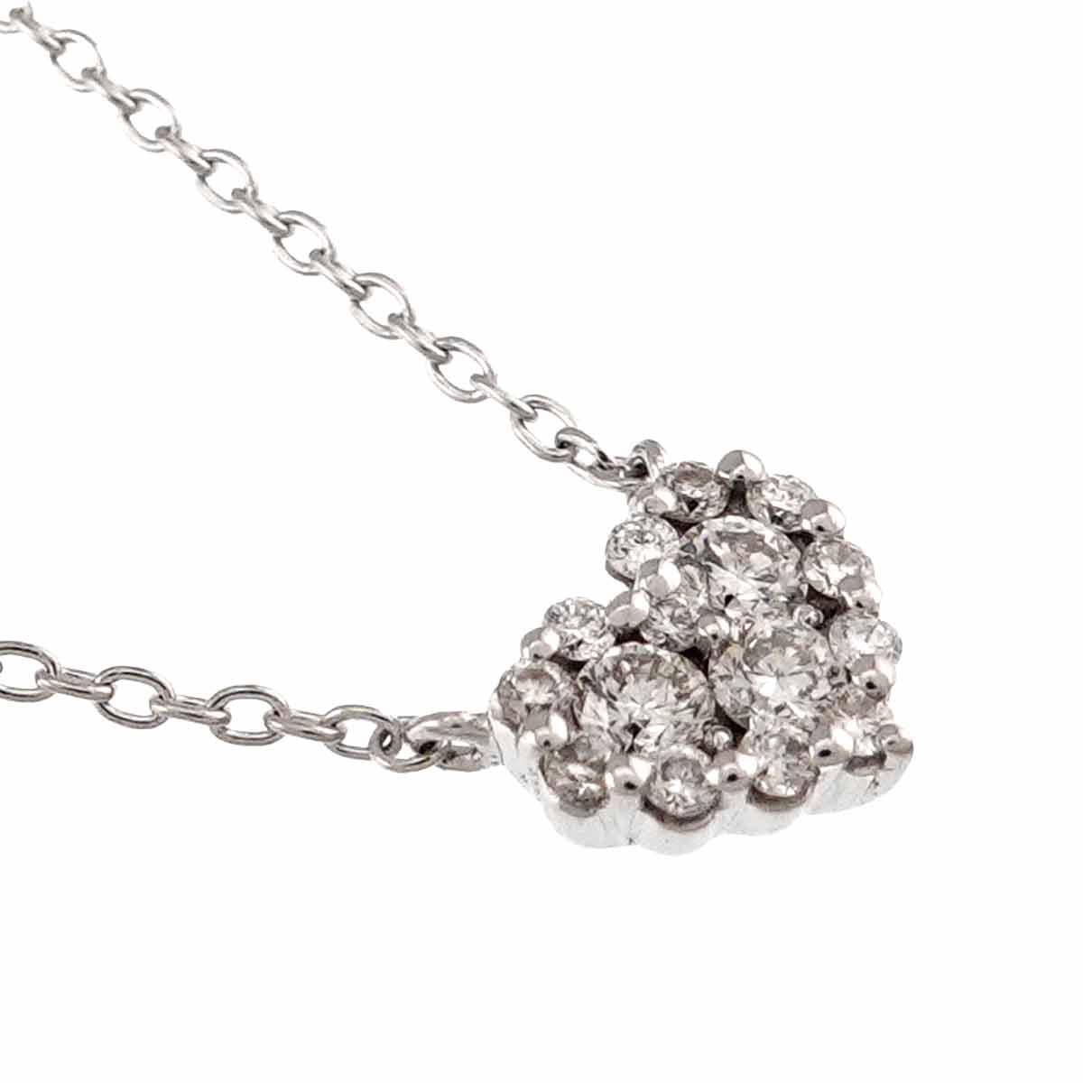 Heart Motif Diamond 0.20ct Necklace 18K White Gold 750