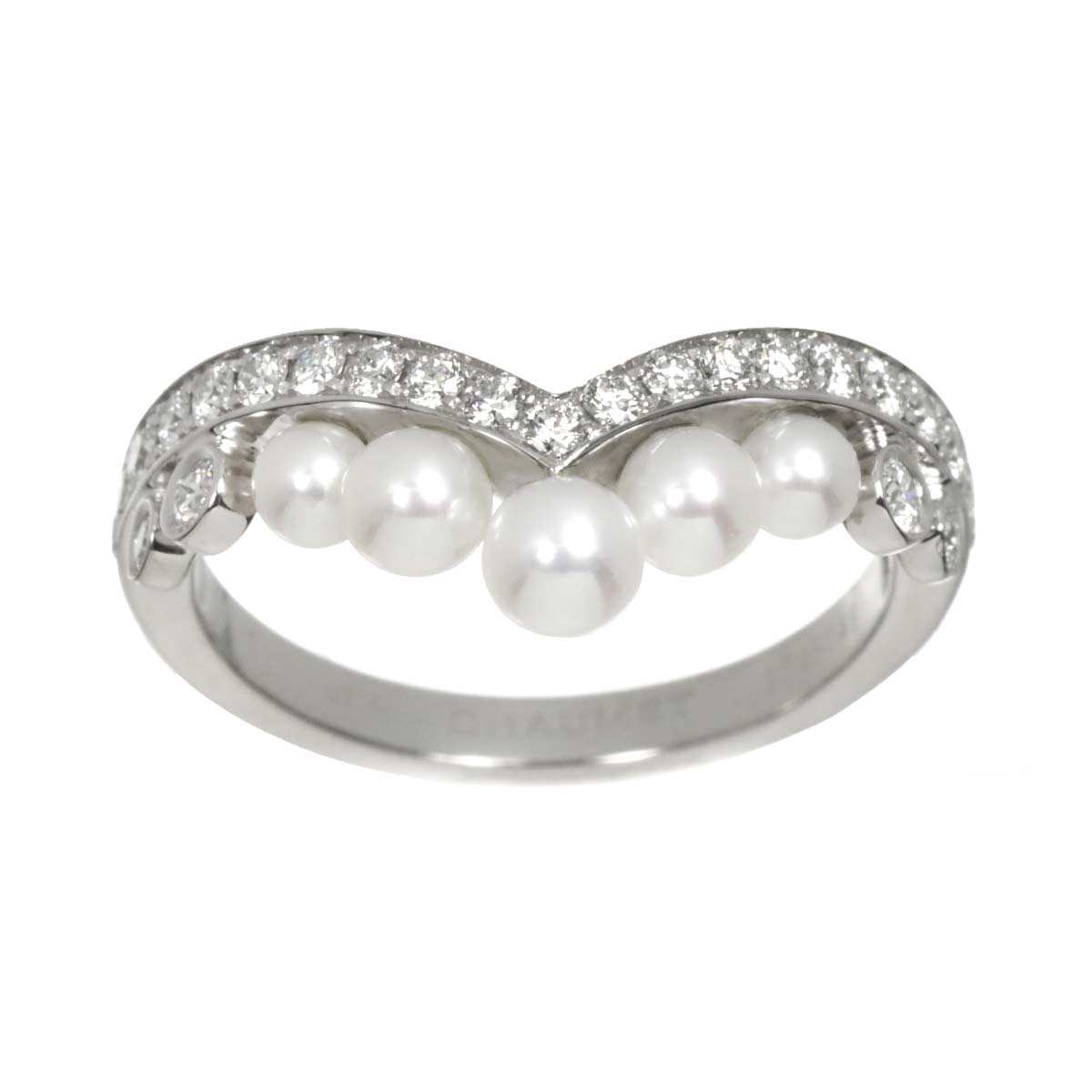 Josephine Ring Akoya Pearl Diamond 18K WG 750 Size6.5-6.75(US)