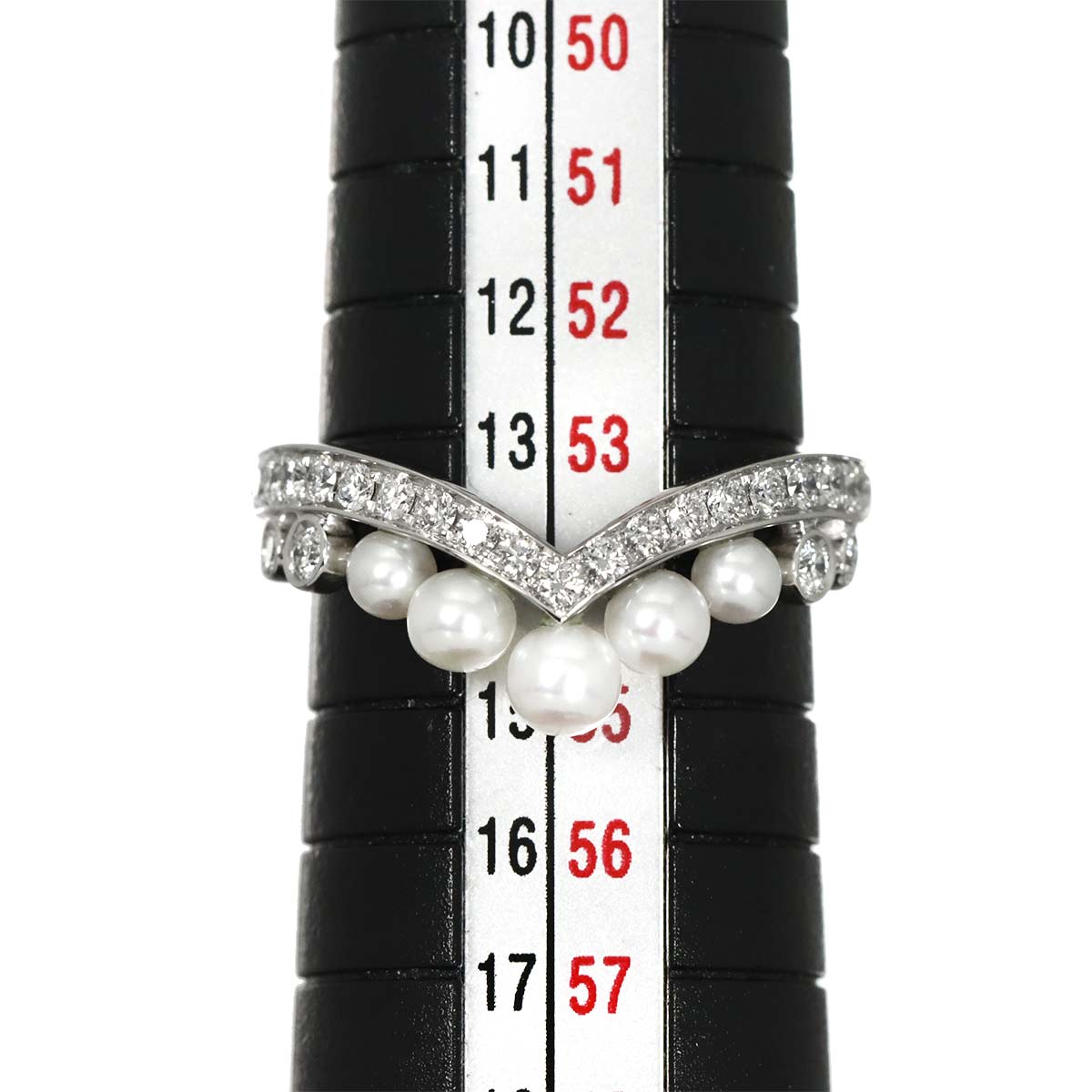 Josephine Ring Akoya Pearl Diamond 18K WG 750 Size6.5-6.75(US)