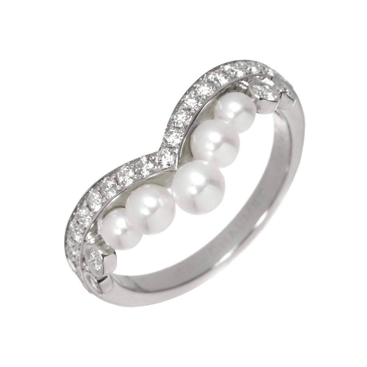 Josephine Ring Akoya Pearl Diamond 18K WG 750 Size6.5-6.75(US)