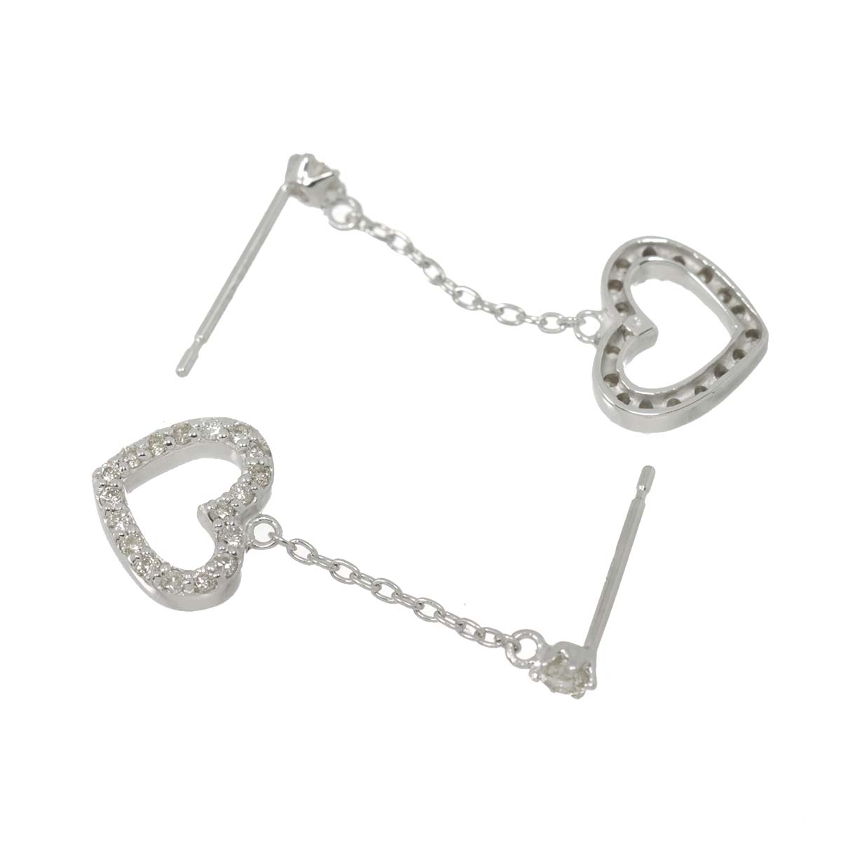 Diamond 0.15ct/0.15ct Earrings Pierced 18K K18 WG 750