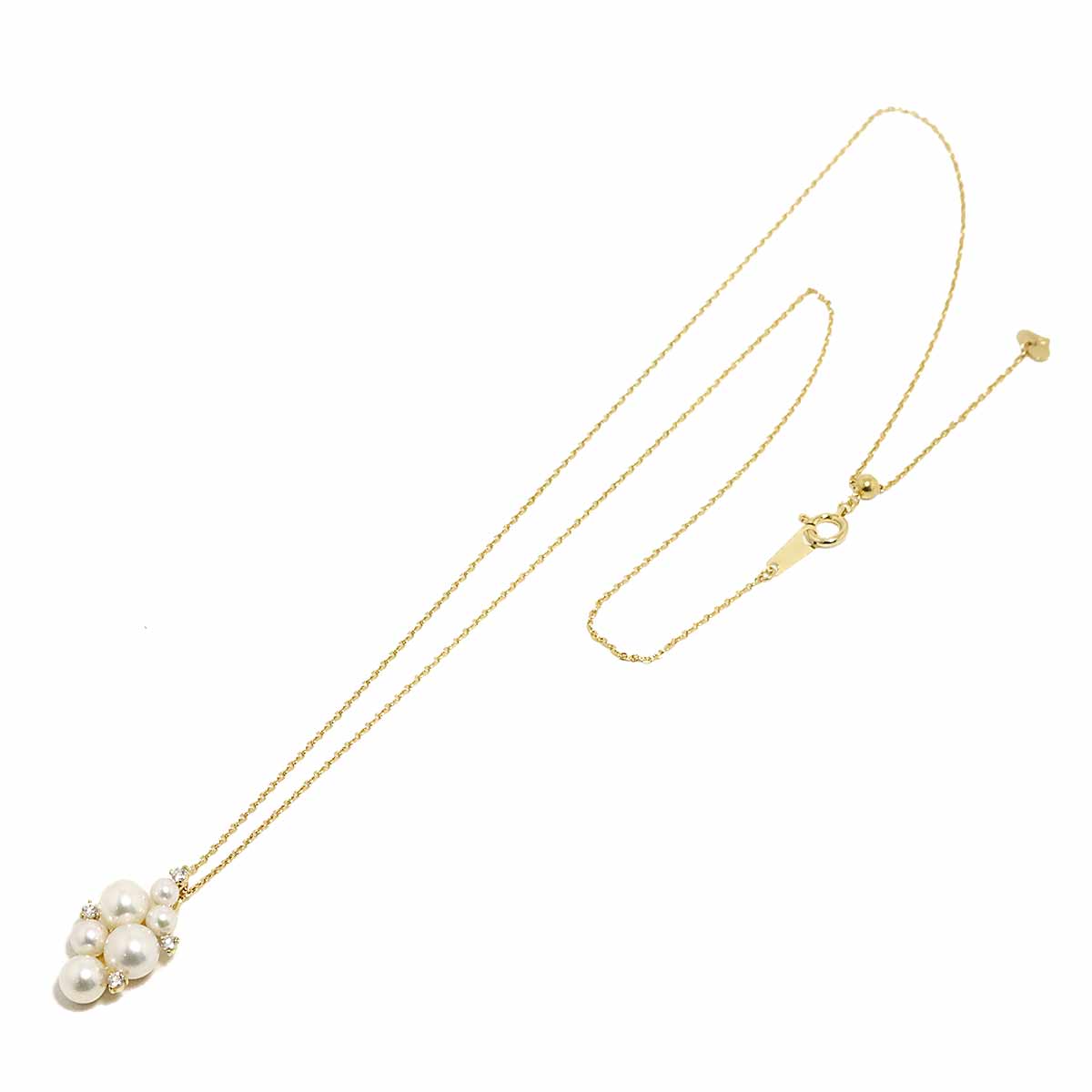 Akoya Pearl 5.8-3.0mm Diamond 0.07ct Necklace 18K K18 YG 750