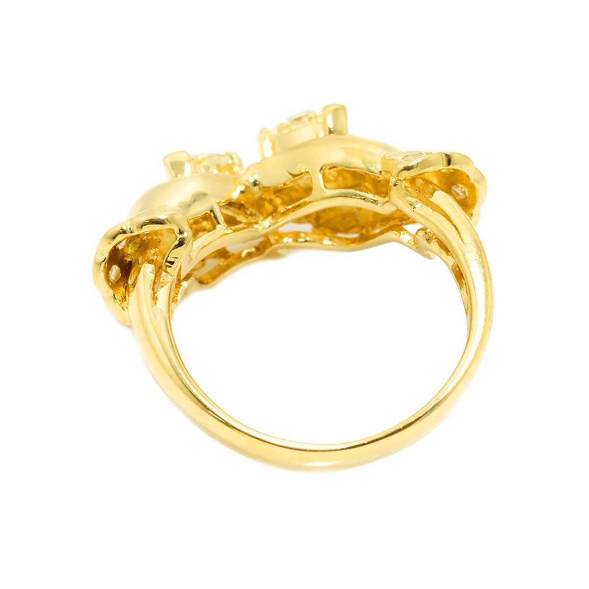 Diamond 0.21ct/0.12ct Ring 18K YG Yellow Gold 750 Size4.5-4.75(US)